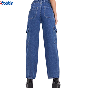 Pantalones Vaqueros de Mezclilla para Mujer, Cintura Media, Estilo Cargo, Transpirables, Ecológicos, Lavado a la Nieve, Personalizados OEM, de BOBBIN INDUSTRIES - Product Image 5