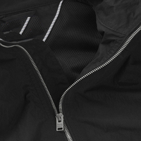 Blouson bomber noir en polyester pour homme, col montant, fermeture éclair, coupe décontractée, coupe-vent, longueur courte, coupe régulière, pour l'automne