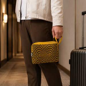 Bolsa de Cosméticos Personalizada de Lona de Algodón con Cierre, Estampado de Ilusión Óptica, Bolsa de Maquillaje y Artículos de Aseo, Venta al por Mayor, OEM, ODM, Exportador de Marca Privada - Product Image 6