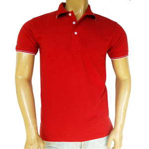 Camisa Roja de Manga Corta para Hombre, 100% Algodón, Tejido de Punto, Color Sólido, Cierre de Botones, Corte Regular, Transpirable, Bordada, ODM - Product Image 1