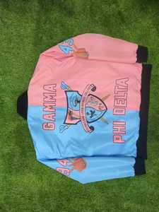 Sorority Gamma Phi Delta 1943 All Over Sublimation Heat Transfer Printed Quilt Lined Casual <b>Zipper</b> Outdoor Bomber Jackets - Product Image 4