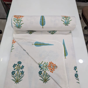 Jaipur Luxury Hand Block Printed Reversible Soft Cotton <b>Single</b> / Double Bed Dohar Traditional Hand Crafted 100% Cotton Dohar - Product Image 1