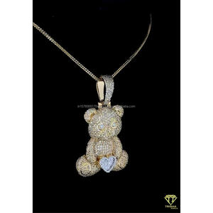Custom Teddy Bear Hip Hop Pendant for Men Women with Hand Set Moissanite Diamonds and 925 Silver - Product Image 4