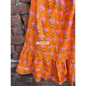 Falda Larga de Algodón 100% Color Naranja, Hecha a Mano, Estilo Bohemio, para Mujer - Product Image 3
