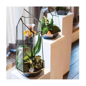 Elegant Living Glass Metal Terrarium Planter Stylish Indoor Plant Display Box Home Decor - Product Image 1