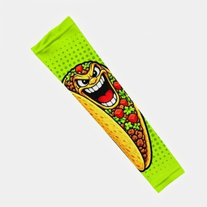Manchon de bras imprimé en polyester avec motif Taco pour hommes, impression numérique, style sportif, longueur intégrale, fond vert - Product Image 4