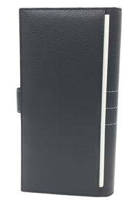 WRIZA Portefeuille de voyage RFID noir haut de gamme avec fermeture à bouton-pression, emplacements pour cartes et compartiment sécurisé pour documents - Product Image 2