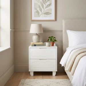 Meuble enfant blanc, table de chevet en bois à 2 tiroirs, grand rangement pour chambre à coucher, en provenance du Vietnam - Product Image 1