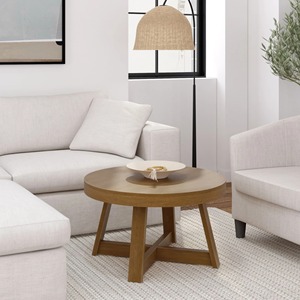 Modern Round Wood Coffee <b>Table</b> Handmade Midcentury Design Living Room Furniture - Product Image 3