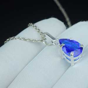 Pendentif en tanzanite bleue véritable, collier en cristal de luxe, cadeau pour femme, petite amie, bijoux - Product Image 2