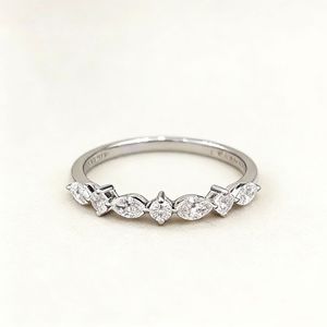 Bague de fiançailles en argent sterling 925 et or blanc 10K/14K avec diamant marquise de 0,50 ct cultivé en laboratoire, bague empilable délicate en or, alliance de mariage - Product Image 1