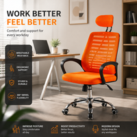 Chaise de bureau pivotante à dossier haut avec support lombaire et design en maille, idéale pour les bureaux d'entreprise et les bureaux à domicile