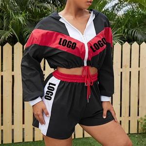 Conjunto de Pantalones Cortos de Dos Piezas a la Moda, Chaqueta con Capucha y Cremallera, Conjunto Deportivo para Mujer - Product Image 2