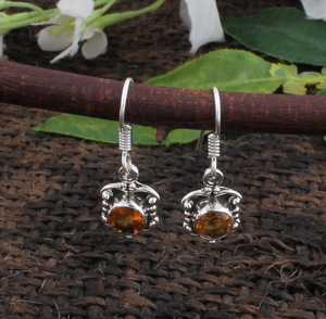 Pendientes de Citrino Natural en Plata de Ley 925, Gema Amarilla Miel, Joyería de Lujo para Fiestas, Venta al Por Mayor - Product Image 4