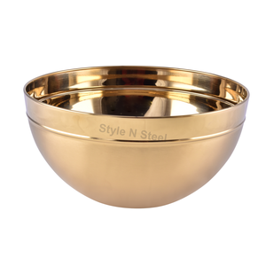 Gold PVD Polished Stainless Steel Classic Eco-Friendly Food Serving Dinner Bowl - Product Image 1