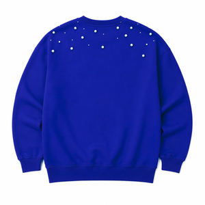 Sweat-shirt pour femmes Zeta Phi Beta, bleu, orné de perles, lettres grecques brodées, col rond, manches longues, décontracté, pull de sororité - Product Image 5