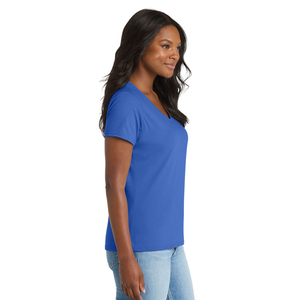 Camiseta de Cuello en V para Mujer, Venta al Por Mayor de Fábrica, Tela Jersey Suave, Manga Corta, Ropa Casual, Proveedor de Ropa con Etiqueta Privada OEM - Product Image 2