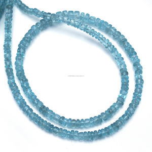 Forme de rondelle lisse d'apatite bleu néon naturel fait à la main 16 pouces 3.5-6.5mm brin de pierres précieuses utilisé dans la fabrication de bijoux - Product Image 1