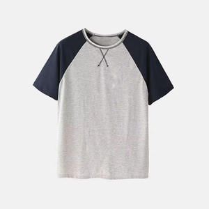 2026 New Summer Casual Two Piece Set Color Blocking Knitted Cotton Breathable Short Sleeve <b>T</b>-<b>Shirt</b> With Shorts - Product Image 4
