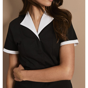 Tunique décontractée pour femme, haut de salon de beauté, chemise uniforme à manches courtes pour thérapeute de spa, chemisier de travail boutonné tissé pour coiffeuse et massothérapeute - Product Image 2