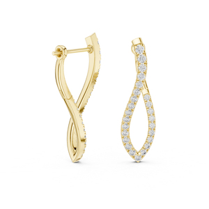 Pendientes de Oro Blanco de 14K con Diamantes Cultivados en Laboratorio, Redondos, para Mujer |   Ropa de Oficina |   Diamante Cultivado Nuevo - Product Image 3