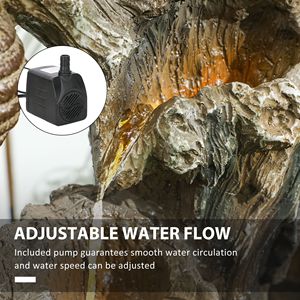 Fuente de Exterior de 22.4 Pulgadas con Luces LED, Cascada de Resina de 3 Niveles con Diseño de Oso y Colmena, Bomba Incluida - Product Image 5