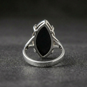 Anillo de Sello Hecho a Mano con Ónix Negro en Forma de Marquesa de 8x16mm, Plata de Ley 925, Engaste de Garras, Unisex, Gema para Uso Diario, Dorado - Product Image 3