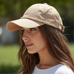 Casual Perforated Baseball Cap with <b>Rope</b> Trim Breathable Adjustable Sports Hat with OEM ODM Customization - Product Image 1
