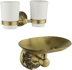 Jabonera de Pared Portátil de Lujo Contemporáneo con Acabado Brillante, Metal Dorado Cepillado Hexagonal para Uso Doméstico - Product Image 1
