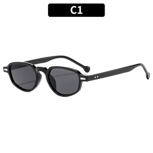New Trendy Small-frame Metallic <b>Studs</b> Personalized Versatile Street Style Sunglasses Plain Face Simple Popular Style Stylish - Product Image 1