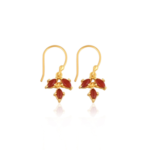 Pendientes Minimalistas de Ónix Rojo, Joyería de Latón Hecha a Mano - Product Image 1