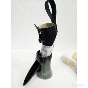 Eco-Friendly Natural Viking Carved <b>Drinking</b> <b>Horn</b> with Brass Rim and Stand Handcrafted High Quality Vintage Craft Collectible - Product Image 1