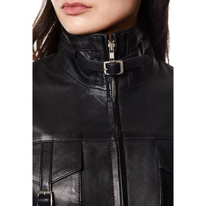 Hermosa Chaqueta de Cuero de Cordero Auténtico Estilo Gótico Negro para Mujer, Diseño Vintage 2026 - Product Image 6