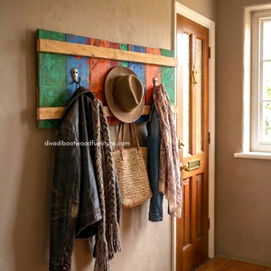 Perchero de Pared de Madera con 3 Ganchos, Estilo Rústico, Antiguo y Vintage, Hecho a Mano, Ecológico y Duradero, para Colgar Abrigos y Llaves - Product Image 3