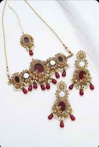 Ensemble de collier et boucles d'oreilles en pierre AD de luxe, disponible en plusieurs couleurs, pour femmes, pour les mariages, les fêtes et les occasions spéciales. - Product Image 3