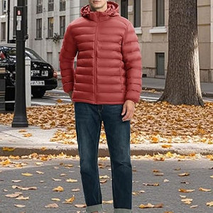 Unisex <b>Winter</b> Quilted Puffer Jacket 100% Nylon Stand Lightweight Travel <b>Coat</b> Removable Hood Windproof Warm OEM Branding Bulk - Product Image 3