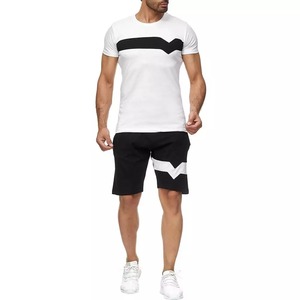 Conjunto de Verano para Hombre, Camiseta y Pantalones Cortos de Algodón Liso con Logotipo Personalizado, Atuendo Casual de 2 Piezas, Cómodo, Venta al Por Mayor OEM - Product Image 1