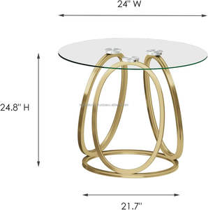 Lujosa mesa auxiliar dorada moderna con marco de Metal superior de vidrio para oficina en casa-mesa de centro mesa auxiliar mesita de noche accesorio de dormitorio - Product Image 4