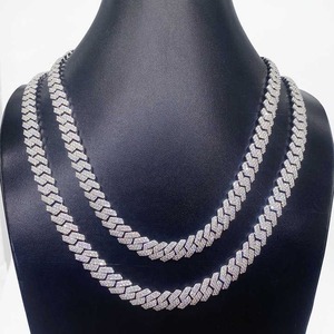 Export Quality <b>Iced</b> <b>Out</b> Moissanite Diamond Cuban <b>Chain</b> Necklace With High Shine Hip Hop Fashion Jewelry For Daily Wear For Sale - Product Image 6