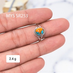 Bagues en argent sterling 925 avec pierre précieuse turquoise huître, bagues fines en argent, prix de gros, bijoux artisanaux en pierres précieuses pour femmes, vente en gros - Product Image 2