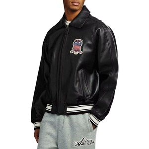 แจ็คเก็ตหนัง Avirex London สีดำสุดคลาสสิก ดีไซน์จากหนังแกะยุโรปโบราณ 100% แจ็คเก็ตบอมเบอร์ Avirex - Product Image 4