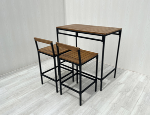 Juego de muebles de comedor para patio, barra de mimbre, 1 mesa y 2 sillas, 3 piezas de madera para exteriores con para sala de estar o patio - Product Image 6