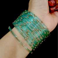 Ensemble de bracelets en verre vert clair avec serti en forme de boule plaqué argent, bijoux de mariage tendance, mignons et unisexes