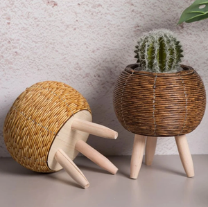 Fabricant vietnamien de pots de rangement au sol en rotin de style rétro avec poignées, tissés à la main, écologiques - Product Image 2