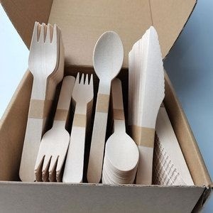 Nouveau couteau jetable biodégradable en bois de bouleau 155 mm pour la restauration aérienne/ferroviaire et les pique-niques, le camping et les activités de plein air – Lot de 100 - Product Image 1