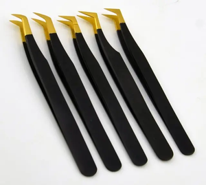 Stainless Steel Grip Eyelash Tweezers <b>Pink</b> <b>Box</b> Custom Packaging Isolation Private Label Smooth Tip Volume Lash Tweezers Beauty - Product Image 4