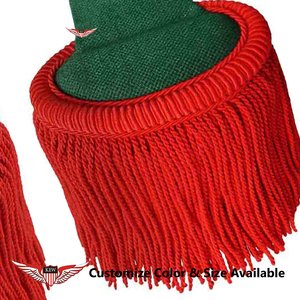 Epaulettes Francesas Napoleónicas de la Mejor Calidad, Rojas con Flecos, Tela Verde, Fabulosas Hechas a Mano, Personalizables - Product Image 2