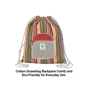 Cotton <b>Drawstring</b> <b>Backpack</b> Comfy and Eco-Friendly for Everyday Use - Product Image 2