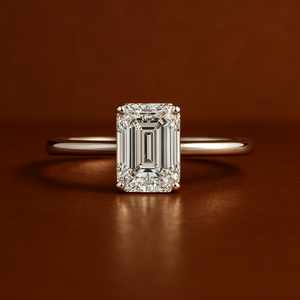 Elegante Anillo de Compromiso con Diamante Cultivado en Laboratorio de Corte Esmeralda de 1.00 CT, Oro Amarillo Sólido de 14K, Engaste de Garras y Barra, Joyería para Bodas y Fiestas, IGI - Product Image 5