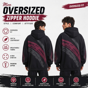Wholesale Printed Zipper Hoodie French Terry Long Sleeve Hooded Zipper Breathable Winter Wear <b>Hoodies</b> Men Casual <b>Zip</b>-<b>up</b> <b>Hoodies</b> - Product Image 3